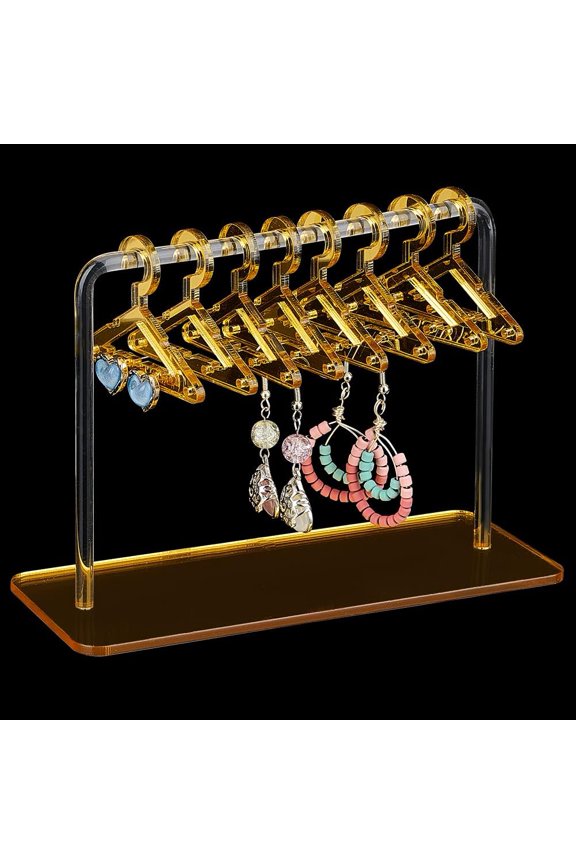 Earring Holder Stand Cloth-Horse Shape Jewelry Display Gold Dangle Earring Hanging Organizer Acrylic Ear Studs Display Rack for Retail Show Personal Exhibition 2.3x5.9x4.2inch Gold