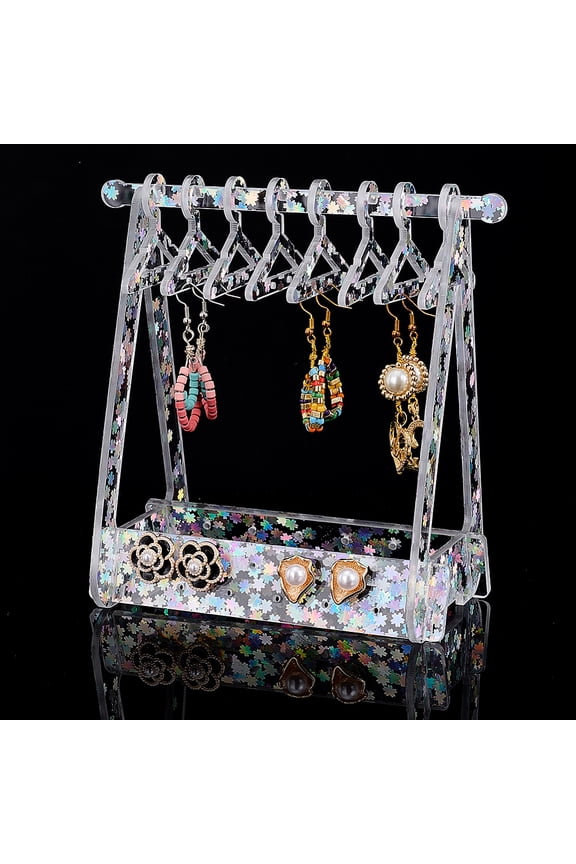 Earring Holder StandCloth-Horse Shape Jewelry Display Flower Sequins Dangle Hanging Organizer Acrylic Ear Studs Rack