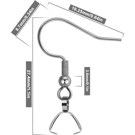 Earring Hooks 50PCS/25Pairs, Stainless Steel Ear Wires Fish Hooks, Hypo-allergenic Jewelry Findings Parts for DIY Jewelry Making