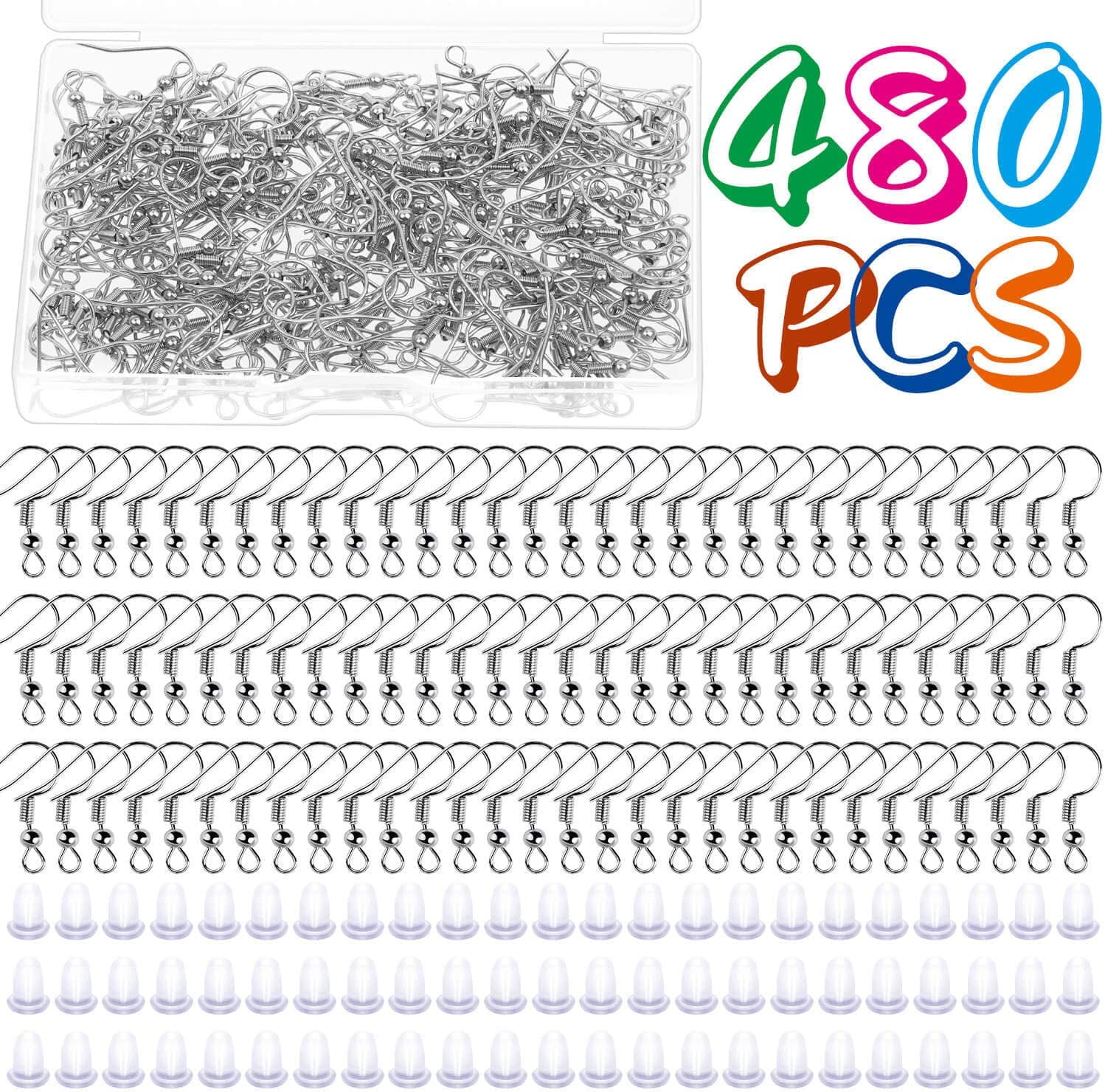 Earring Hooks For Jewelry Making Supplies, 240Pcs Hypoallergenic Earing Fish Hooks Stainless Steel Earing Hooks Kit With 240Pcs Earring Backs For Jewelry Earring Making Supplies[Z1]