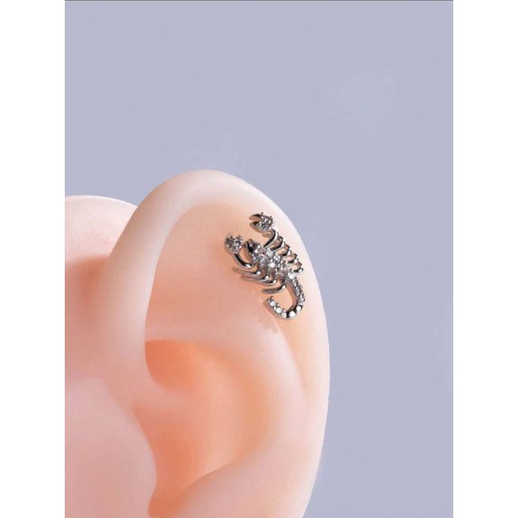 Earring In Silver Tone With Cubic Zirconia Stones