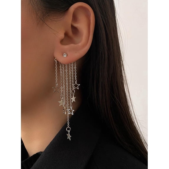 Earring Jacket In Silver Tone