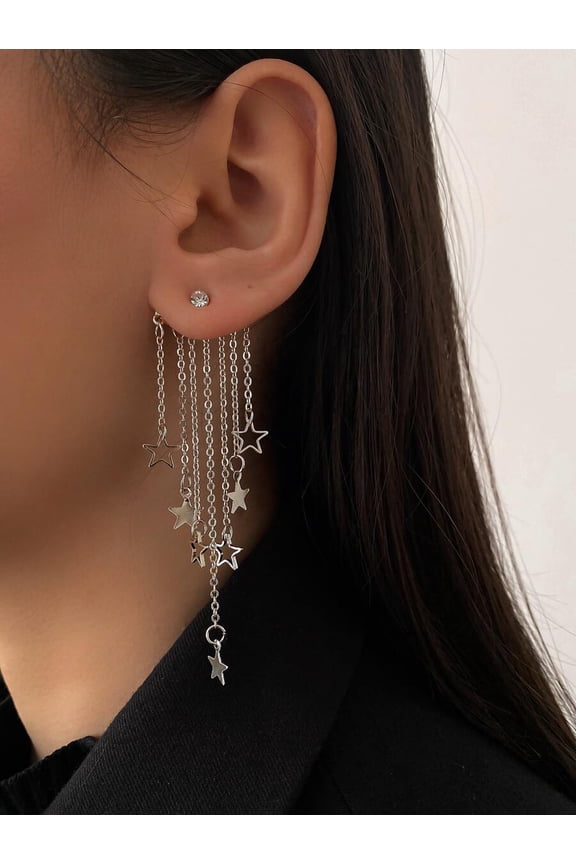Earring Jacket In Silver Tone