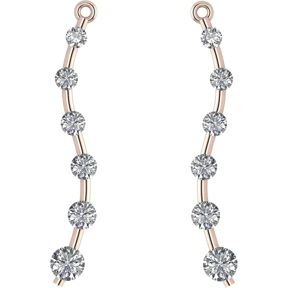 Earring Jacket in Sterling Silver Made with Pure Brilliance Zirconia - Rose Gold Plated