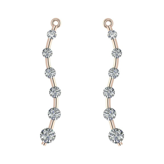 Earring Jacket in Sterling Silver Made with Pure Brilliance Zirconia - Rose Gold Plated