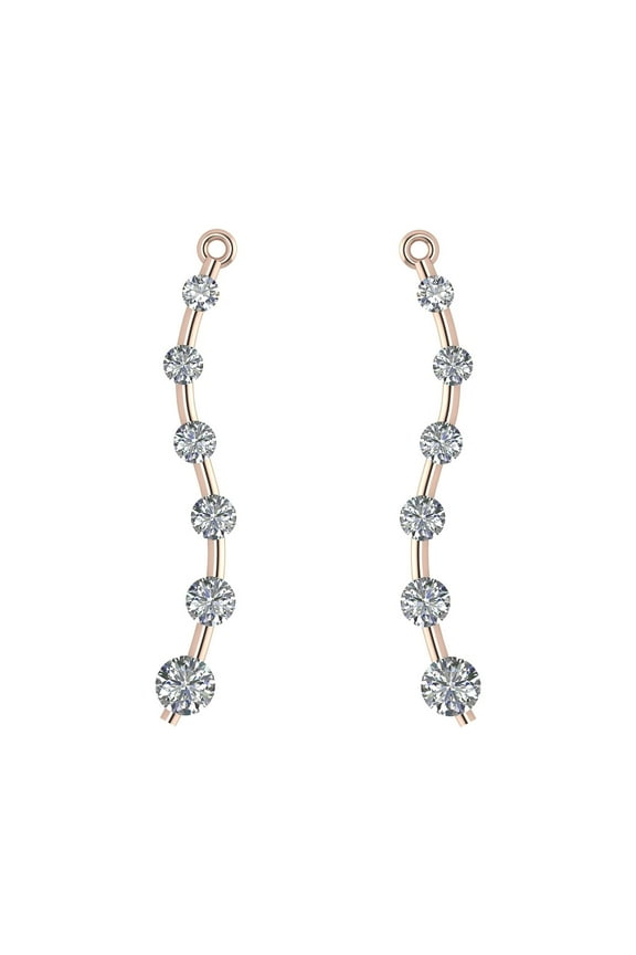 Earring Jacket in Sterling Silver Made with Pure Brilliance Zirconia - Rose Gold Plated