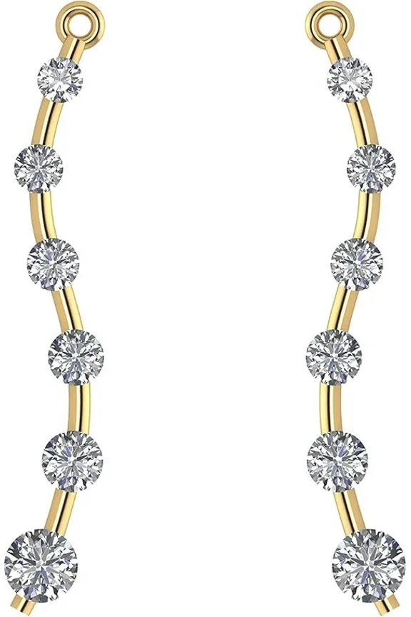 Earring Jacket in Sterling Silver Made with Pure Brilliance Zirconia - Yellow Gold Plated