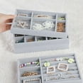 thumbnail image 1 of Earring Jewelry Organizer - Flannel Jewelry Box for Women,Stackable Velvet Earring Display Case Earrings Ring Bracelet Necklace Holder Gift for Women, Grey, 1 of 8