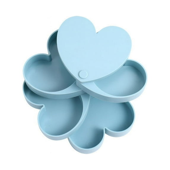 Earring Jewelry Storage Box Storage Rack With Mirror Rotating Heart Storage Box/ Douyin Rotating Earring Jewelry Storage Box Blue