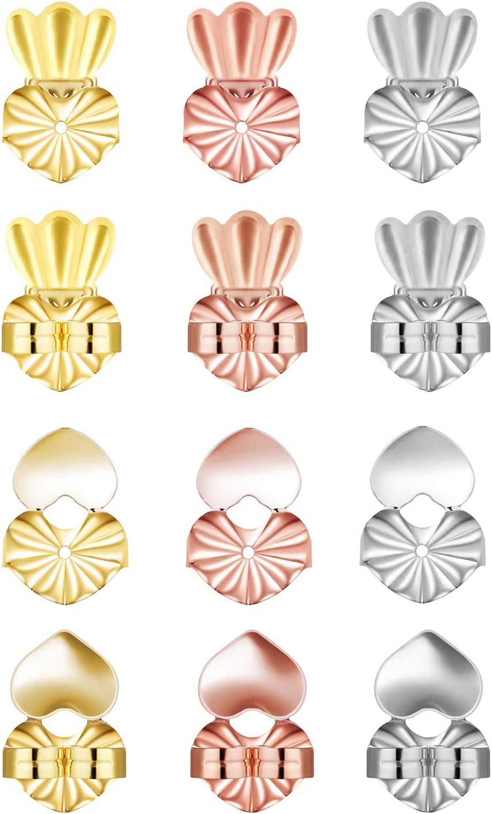 Earring Lifters, 6 Pairs Magic Earring Backs, Hypoallergenic Adjustable Secure Earring Lifts, Safety Earring Backs for Droopy Ear Lobes
