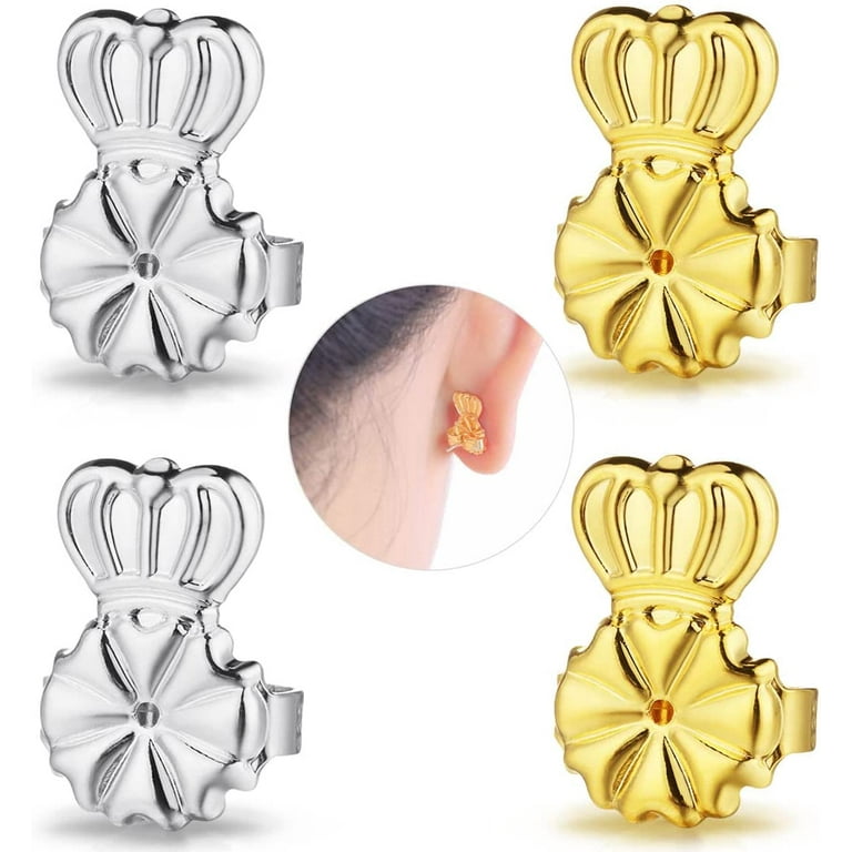 Earring Lifters Hypoallergenic Earring Backs for Droopy Ears Adjustable  Secure Earring Backs Repacements for Heavy Studs Droopy Earrings  (Gold&Silver) 