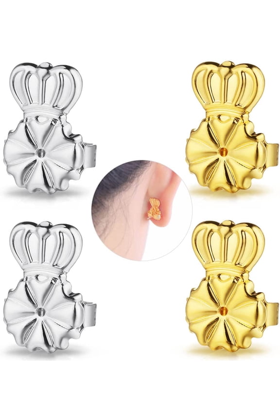 Earring Lifters Hypoallergenic Earring Backs for Droopy Ears Adjustable Secure Earring Backs Repacements for Heavy Studs Droopy Earrings (Gold&Silver)