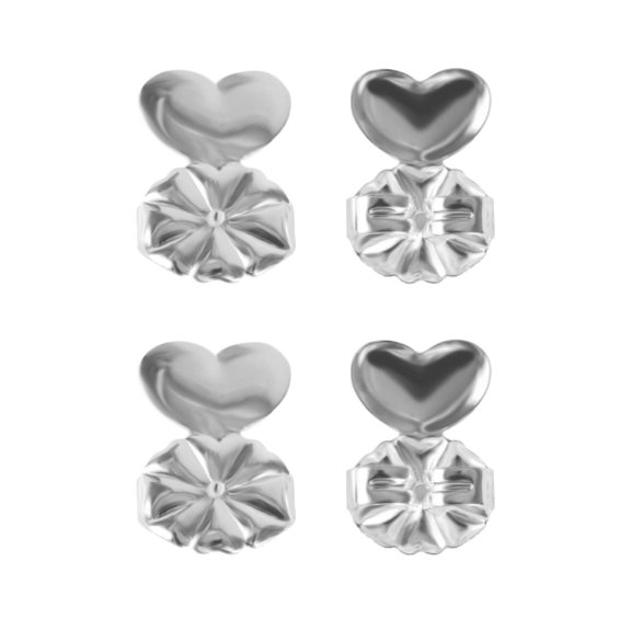 Earring Lifts 4 Pair Silver Magic Earring Back Support Stop Earring Droop or Sag FREE Eyeglass Pouch by Juniper's Secret