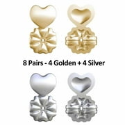 Earring Lifts 8 Pair Gold & Silver Magic Earring Back Support Stop Earring Droop or Sag FREE Eyeglass Pouch by Juniper's Secret