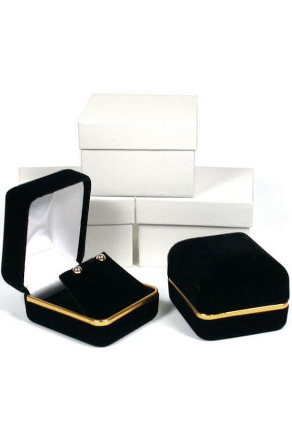 Earring & Pendant Gift Box Black Velvet 2 13/16" (Only 1 Box)