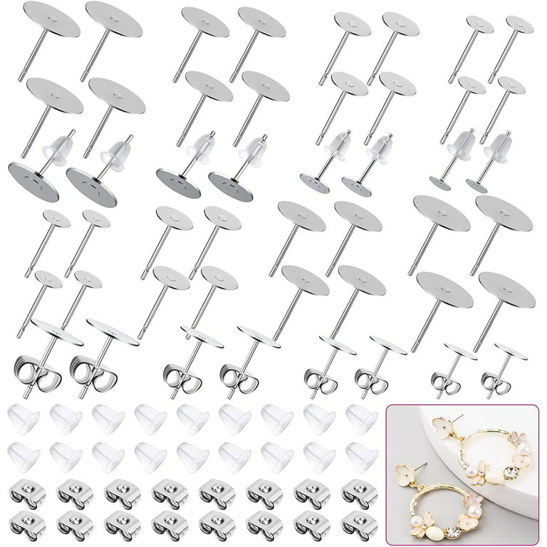 Earring Posts and Backs, 700Pcs Stud Earring Making Kit with 300Pcs  Stainless Steel Earring Posts and 400Pcs Earring Backs, Earring Supplies  Kit for