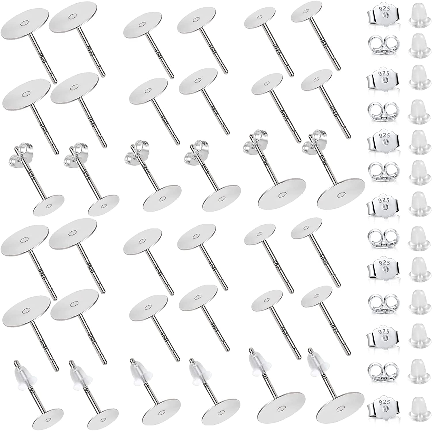 200PCS Nickel-free Stainless Steel Earrings Posts Flat Pad, Earring Backs  for Studs, Hypoallergenic Earring Studs with Butterfly and Rubber Bullet  Earring Making Kit for Jewelry Making DIY Supplies 