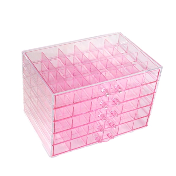 Earring Rings Necklaces Storage Box Removable Drawer False Nail Storage Case clear pink