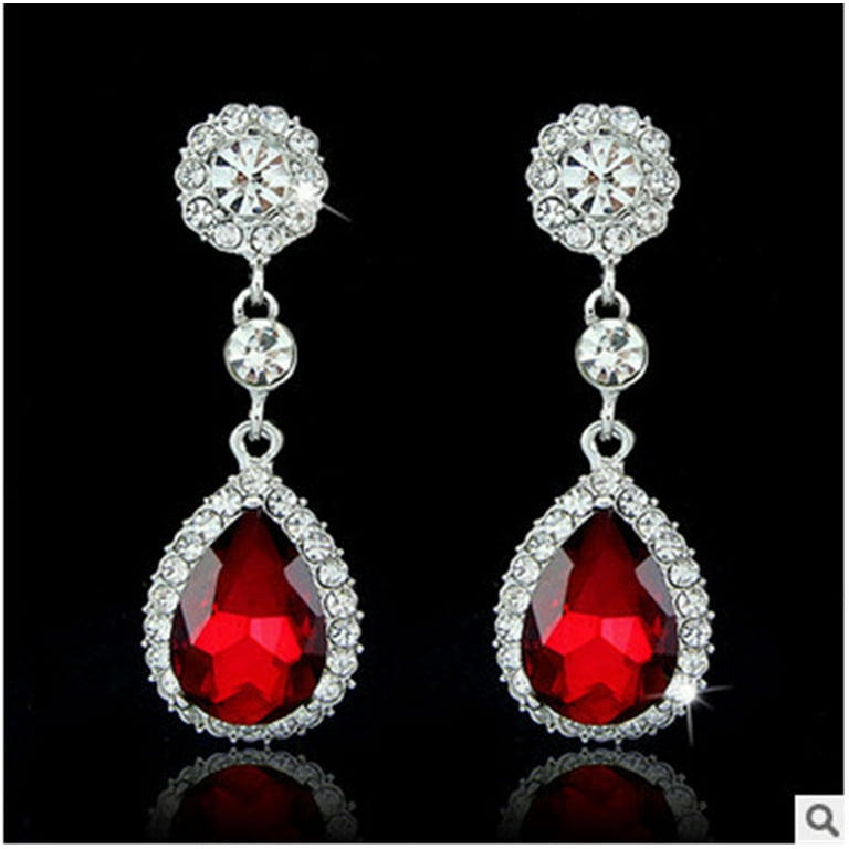 Earring Sets for Multiple Piercing Drop Earrings Fashion Earrings Ladies Crystal Red Alloy Crystal Ladies Earrings Gold Earings Earrings for Sensitive Ears Stud Earrings for Women Hypoallergenic Walma...