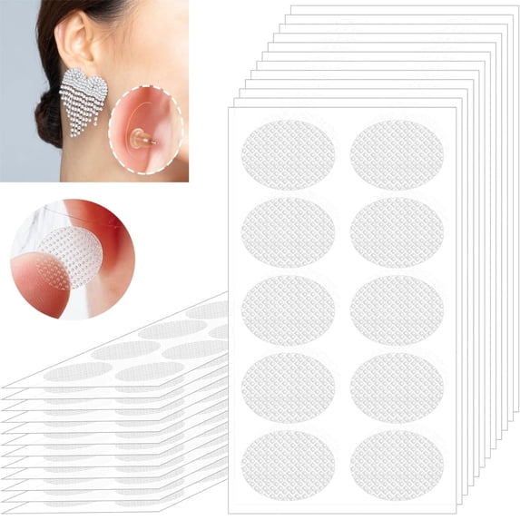 Earring Stickers for Split Earlobes,Tutuviw 50Pcs Earring Support Patches,Reinforcement Ear Stickers Earring Backs for Droopy Ears Heavy Earrings,Large Earring Stabilizers Stickers
