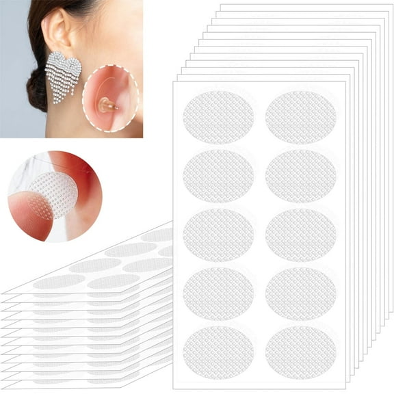 Earring Stickers for Split Earlobes,Tutuviw 50Pcs Earring Support Patches,Reinforcement Ear Stickers Earring Backs for Droopy Ears Heavy Earrings,Large Earring Stabilizers Stickers