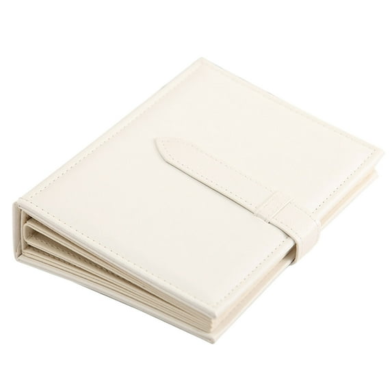 Earring Storage Book - Hanging Organizer Holds 42 Pairs, Eco Leather Jewelry Display for Travel/Vanity (7.22 Inch, White)