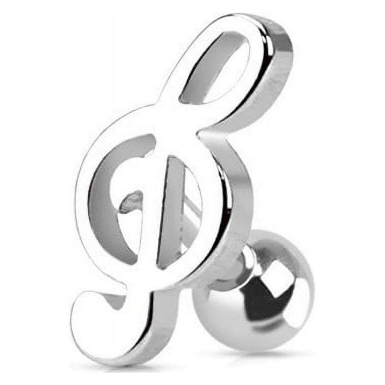 Surgical Steel Treble Clef Music Note Cartilage Tragus Helix Ring Surgical Steel Treble Clef Music Note Cartilage Tragus Helix Ring