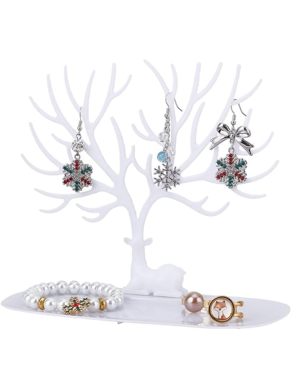 Earring Tree Stand Organizer Earring Display Stands White Jewelry Display Organizer Deer Tree Jewelry Storage Hanging Organizer for Necklaces Bracelet Earrings Gifts Jewelry Stand Storage DIY