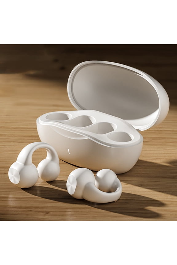 Earring Wireless Earbuds Bluetooth 5.3 Long Duration Playback Open Ear Headphones For Men,Women,And Kids-Black White Free Size