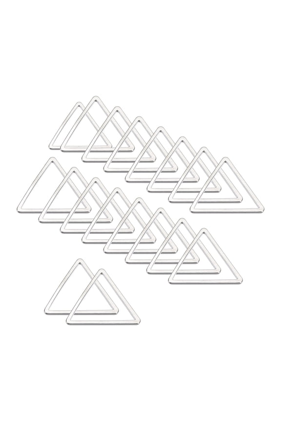 Earrings Beading Hoop 0.6X0.6" Triangle Finding Ring Open Bezel Pendant Frame Charm, Silver Tone, 30 Pack