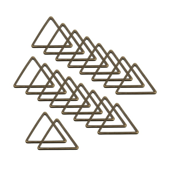 Earrings Beading Hoop 0.7X0.7" Triangle Finding Ring Open Bezel Pendant Frame Charm, Bronze, 30 Pack