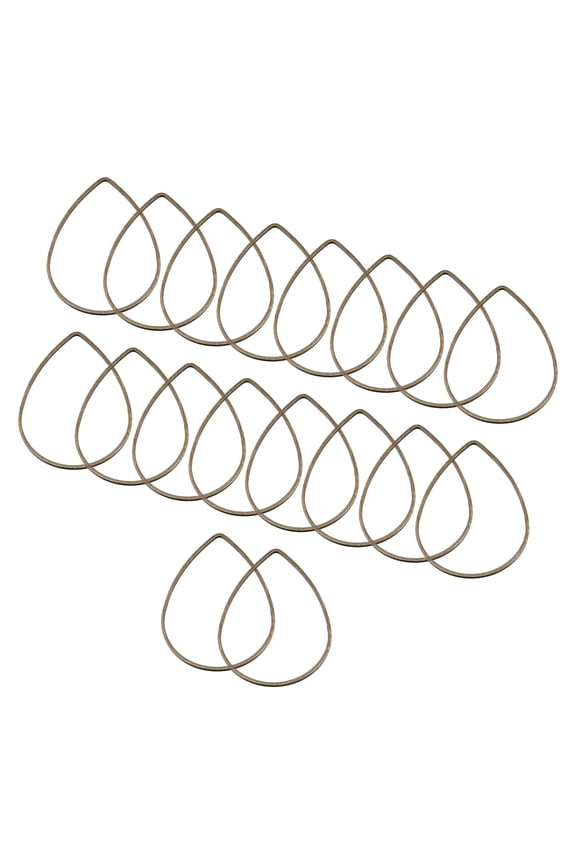 Earrings Beading Hoop 1.3x0.9" Teardrop Finding Ring Open Bezel Pendant Frame Charm, Bronze, 30 Pack
