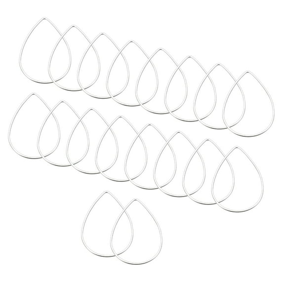 Earrings Beading Hoop 1.3x0.9" Teardrop Finding Ring Open Bezel Pendant Frame Charm, Silver Tone, 30 Pack