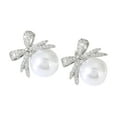 thumbnail image 1 of Earrings Bow Pearl Luxe Charm with Rhinestones Exquisite Versatile Studs for Women Jewelry Idea High-End Fashion Accessory, 1 of 7