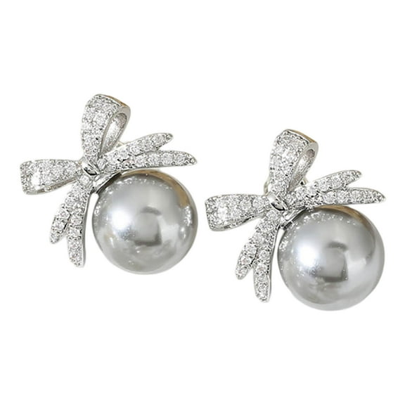 Earrings Bow Pearl Luxe Charm Rhinestones Exquisite Versatile Studs for Women's Accessorizing Platform Competitive Titles