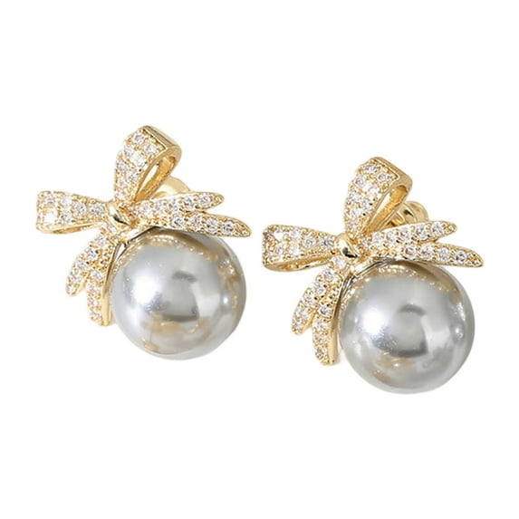 Earrings Bow Pearl Luxe Charm with Rhinestones Exquisite Versatile Ear Studs Pearl Modern Jewelry for Women Platform Competitive Title