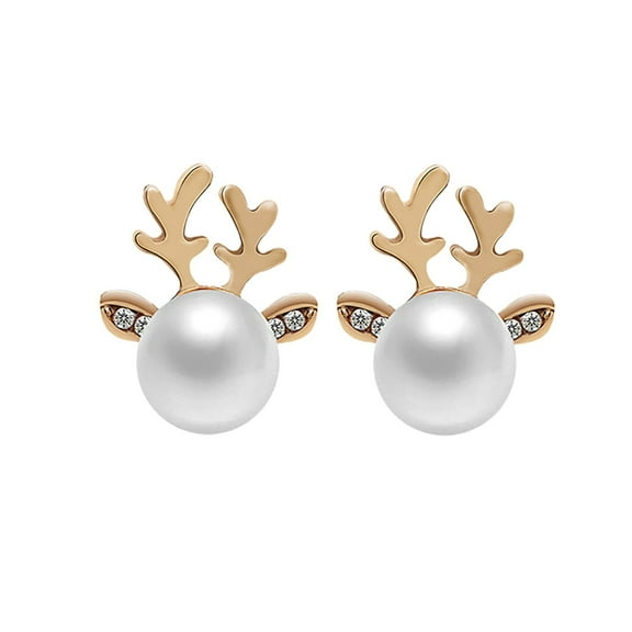 Earrings Christmas Pearl Deer Earrings for Women Unique Holiday Jewelry Fashionable Statement Accessories
