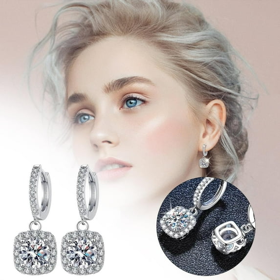 Earrings Dangle Drop Design for Women in 925 Silver with Pearls and Cubic Zirconia Multicolor Zircon Jewelry