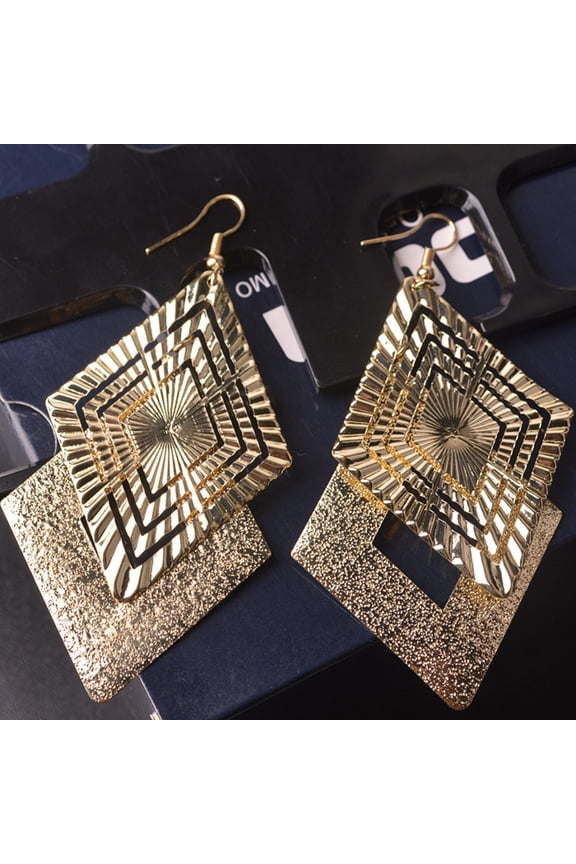 Earrings Ear Stud Jewelry Geometric Hollow Ladies Multi-Layer Rhombus Versatile Frosted Earrings Heart Economic Jewelry