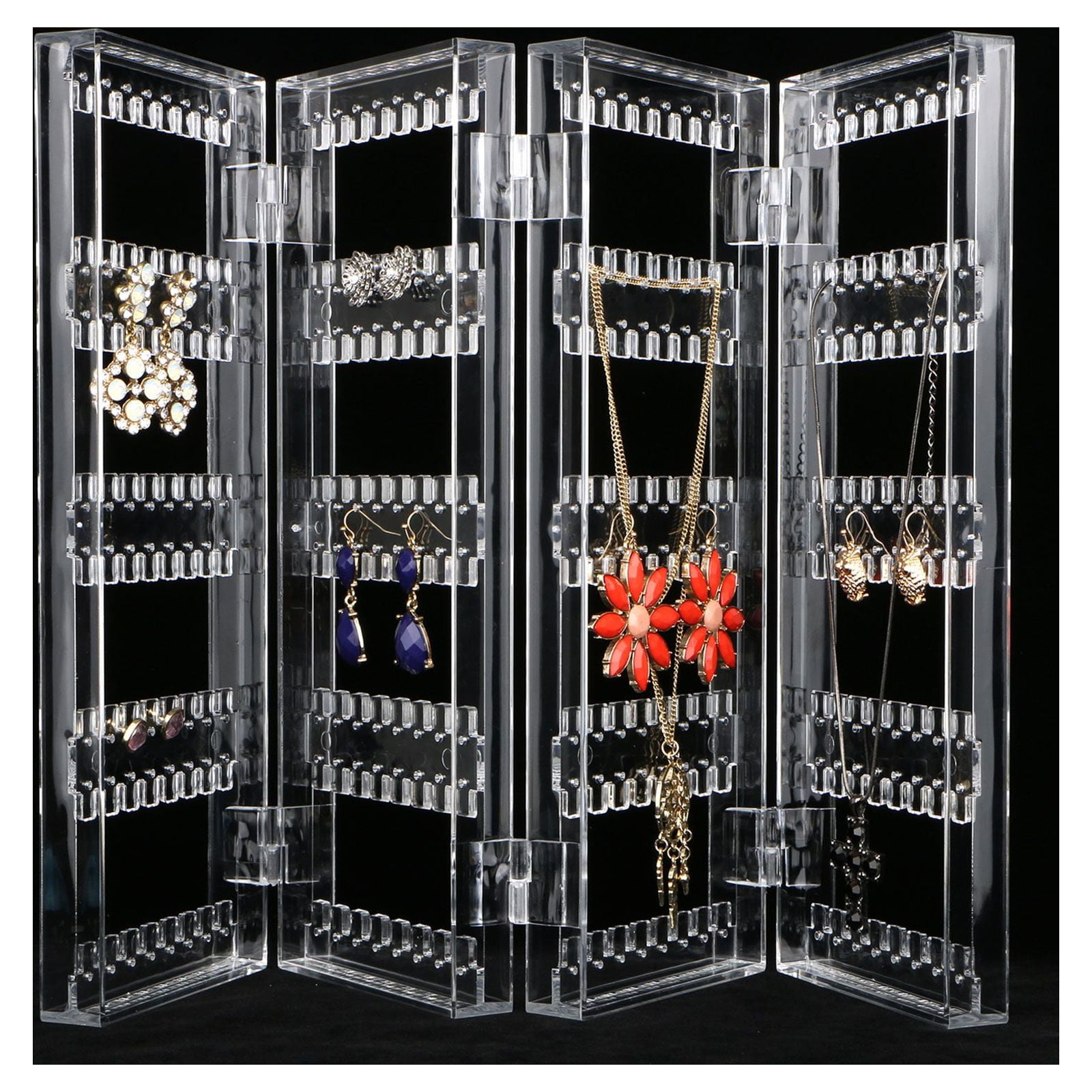 Acrylic Jewelry Organizer 2 Drawers 3 Earring Hanger Two-in-one