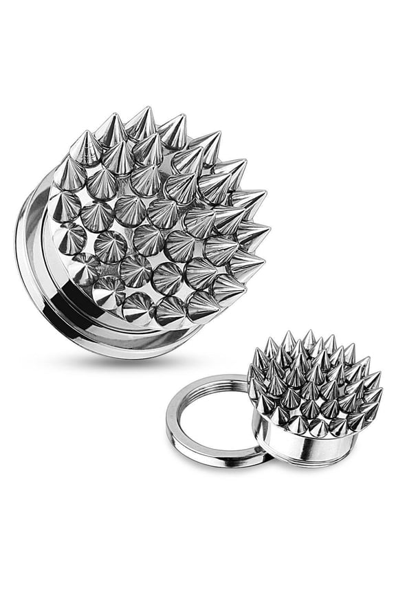 Earrings Ear plugs Multi Spikes Screw Fit Stainless Steel Tunnel 1/2''