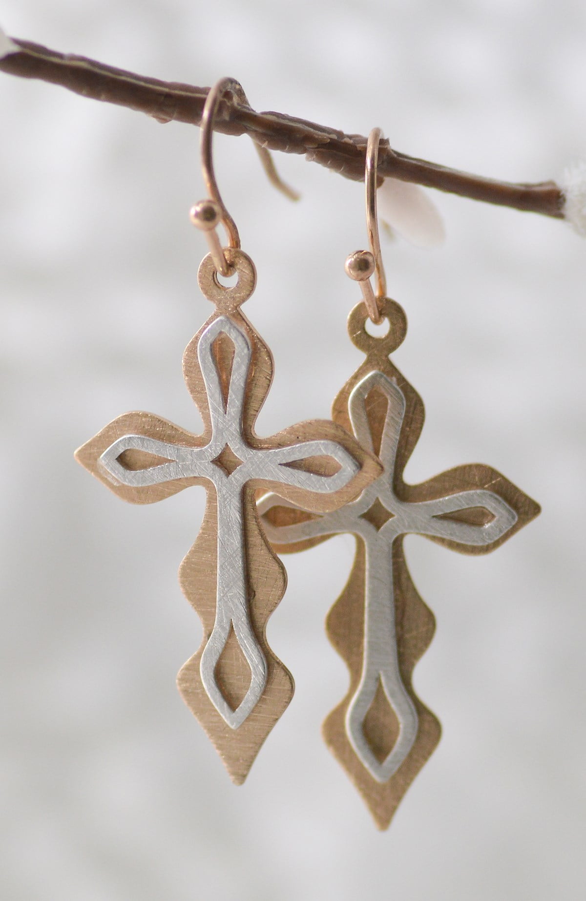 JAMES LAWRENCE COMPANY Earrings-Eden Merry-Cross-Silver/Gold