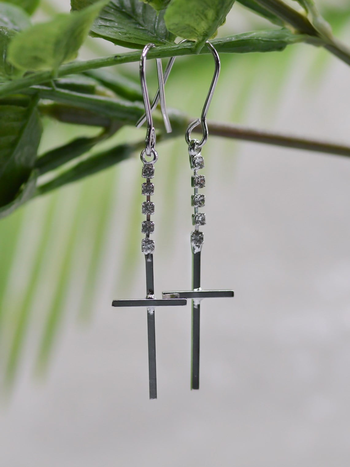 JAMES LAWRENCE COMPANY Earrings-Eden Merry-Cz Crystal-Cross-Silver