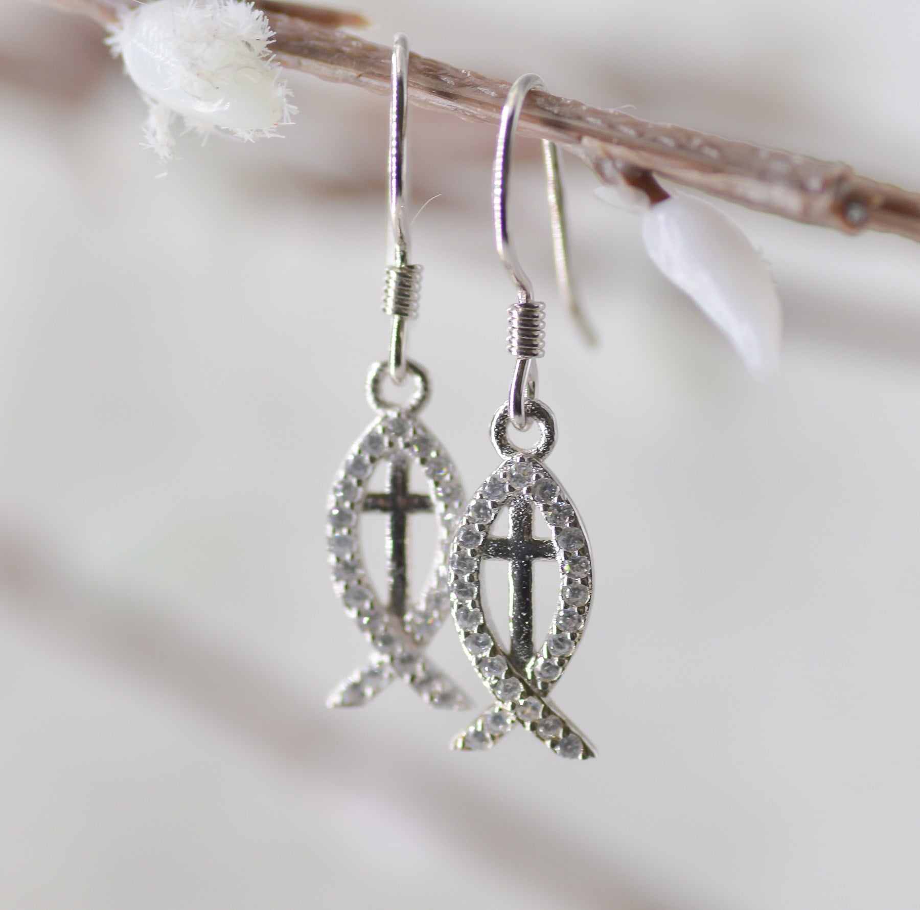 JAMES LAWRENCE COMPANY Earrings-Eden Merry-Ichthus/Cross