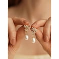 thumbnail image 1 of Earrings Gold-7, CZ Flower Design with Teardrop Pearl, Fashion Jewelry, 1 of 30
