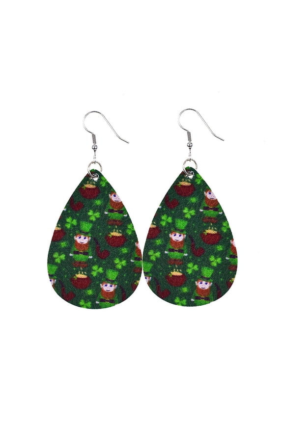 Earrings, Green Drop Shape Ear Studs, Stainless Steel Tape Drills Fashion Jewelry for Women Casual Wear