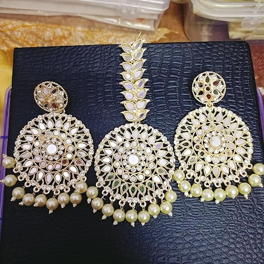 Earrings Maang Tikka Set Traditional Fashion Jewelry For Women
