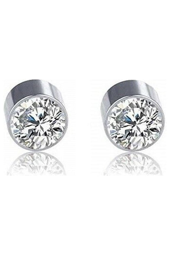 Earrings Magnetic with Prong Set Cubic Zirconia 6mm or 5mm- Sold as a Pair