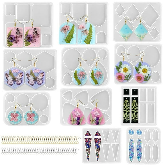 Earrings Molds,91 Resin Jewelry Making Kit, Stud Dangle Drop Earrings Resin Mold