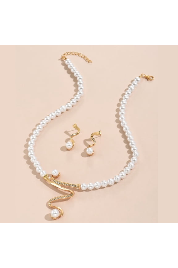 Earrings Pendant Two-piece Set Graceful Personality Pearl Combination